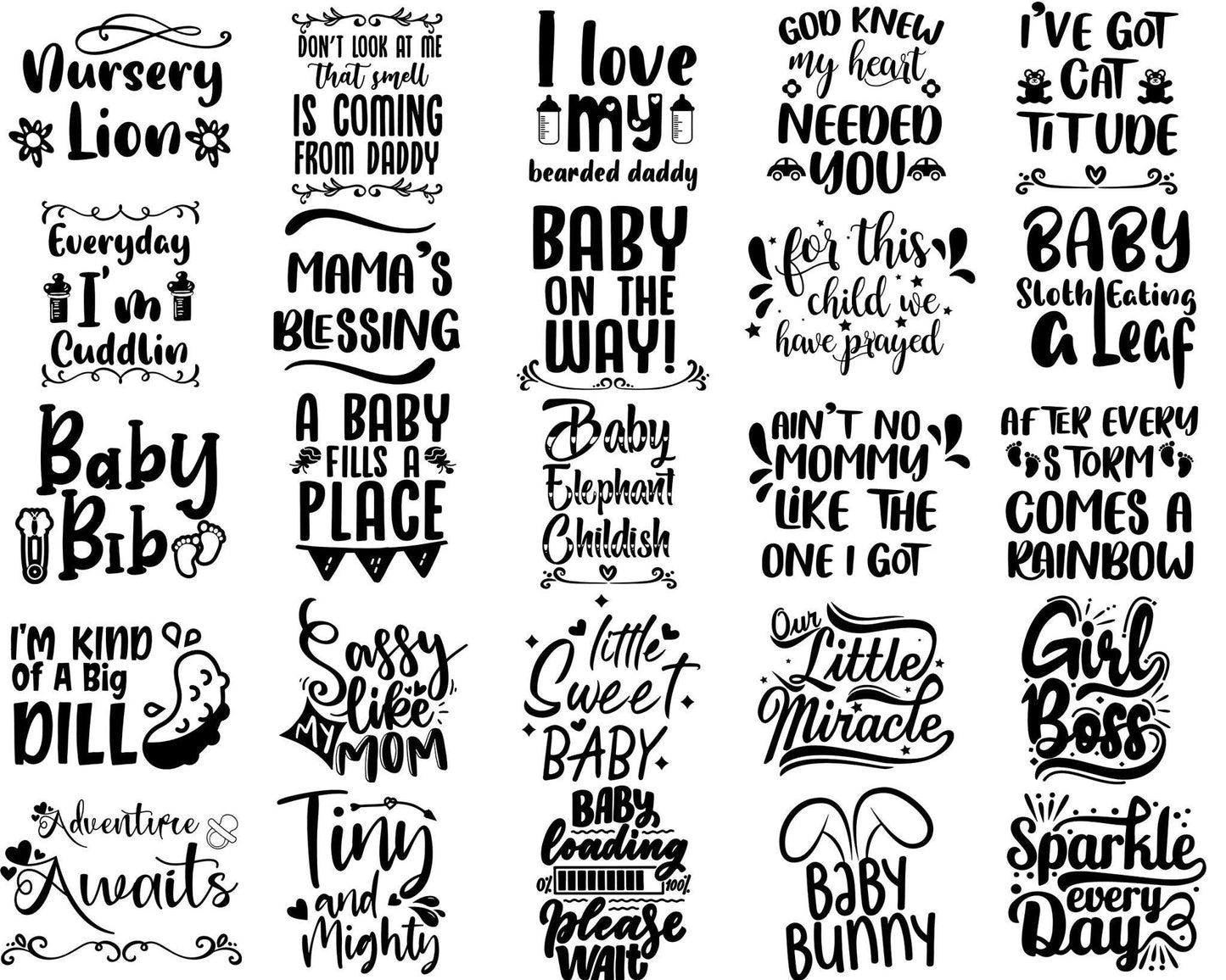 Baby Quotes SVG Bundle|Cute Baby Sayings|Nursery Quotes|Baby Shower Clipart|Cricut & Silhouette Compatible - GiftUpp