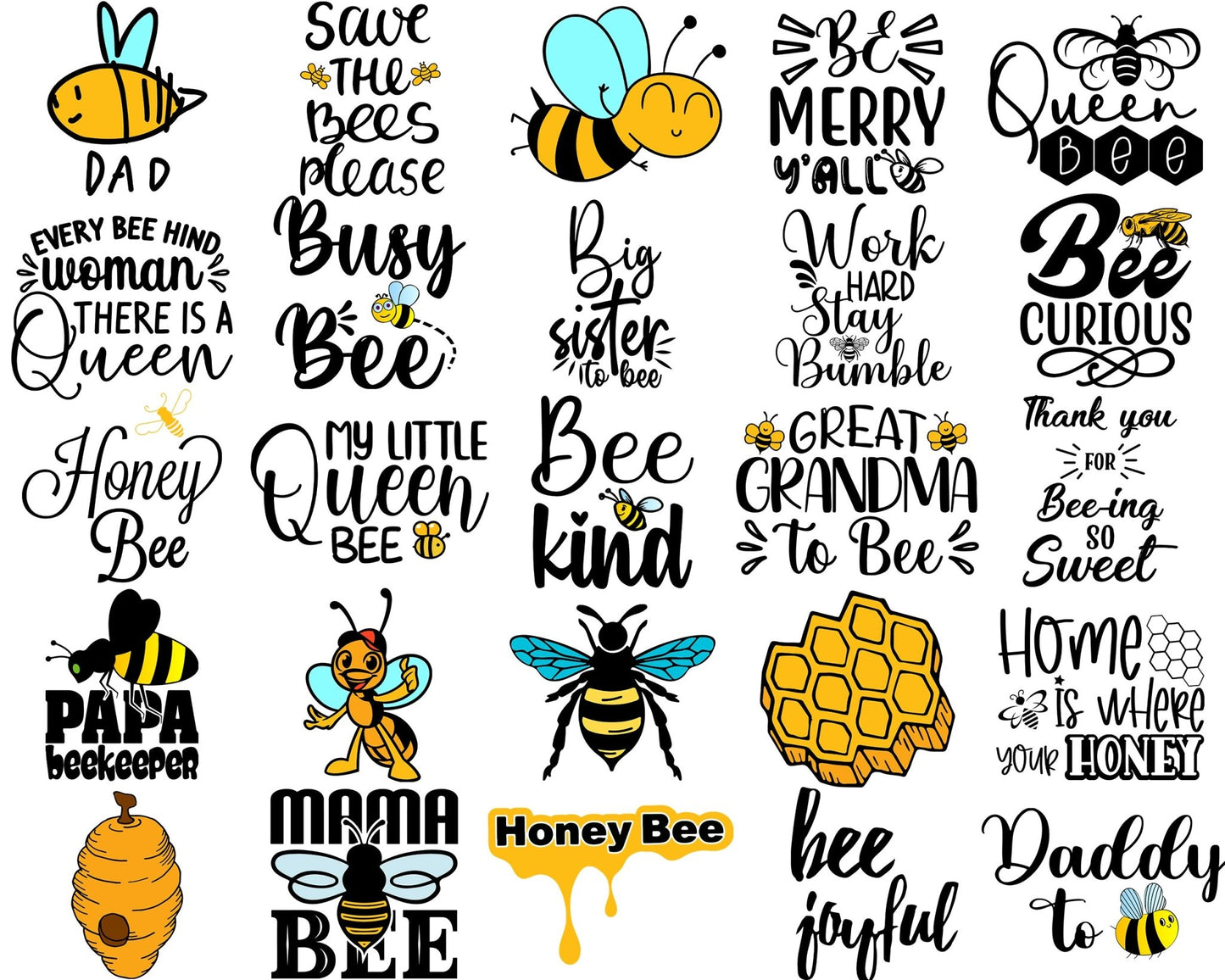 Bee SVG Bundle | Cute Bee Quotes | Bee Clipart | Honeycomb Designs | Cricut & Silhouette Compatible - GiftUpp