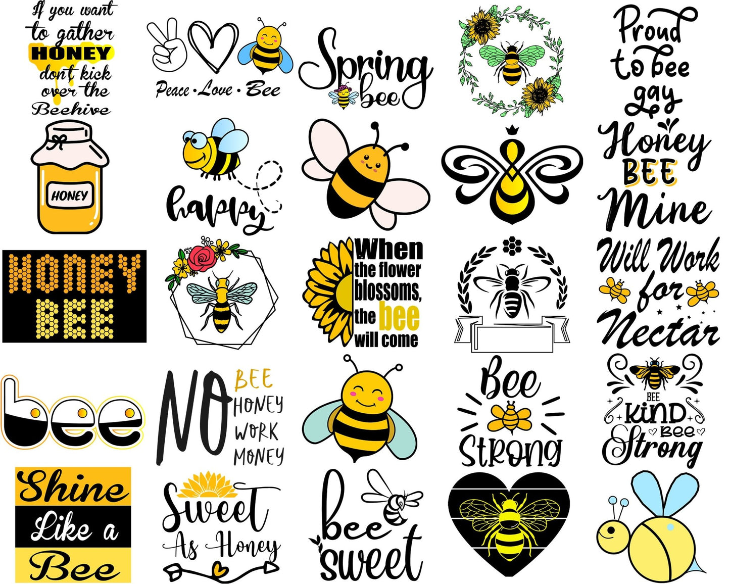 Bee SVG Bundle | Cute Bee Quotes | Bee Clipart | Honeycomb Designs | Cricut & Silhouette Compatible - GiftUpp