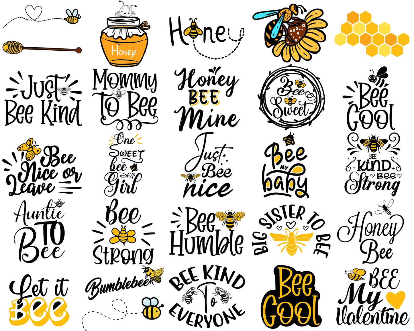 Bee SVG Bundle | Cute Bee Quotes | Bee Clipart | Honeycomb Designs | Cricut & Silhouette Compatible - GiftUpp