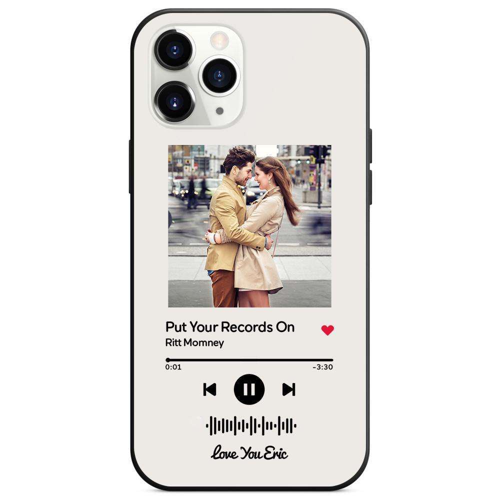 Custom Scannable Music Code Glass iPhone Cases with Picture - GiftUpp