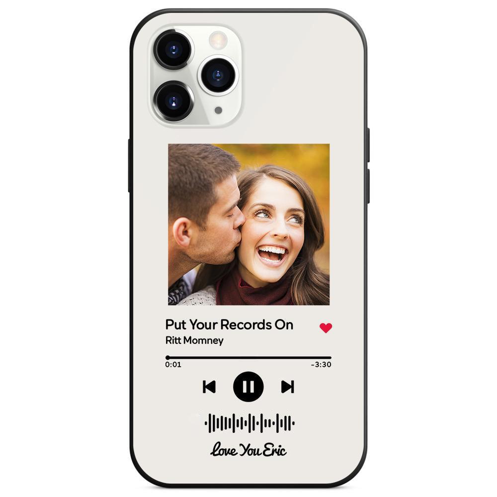 Custom Scannable Music Code Glass iPhone Cases with Picture - GiftUpp