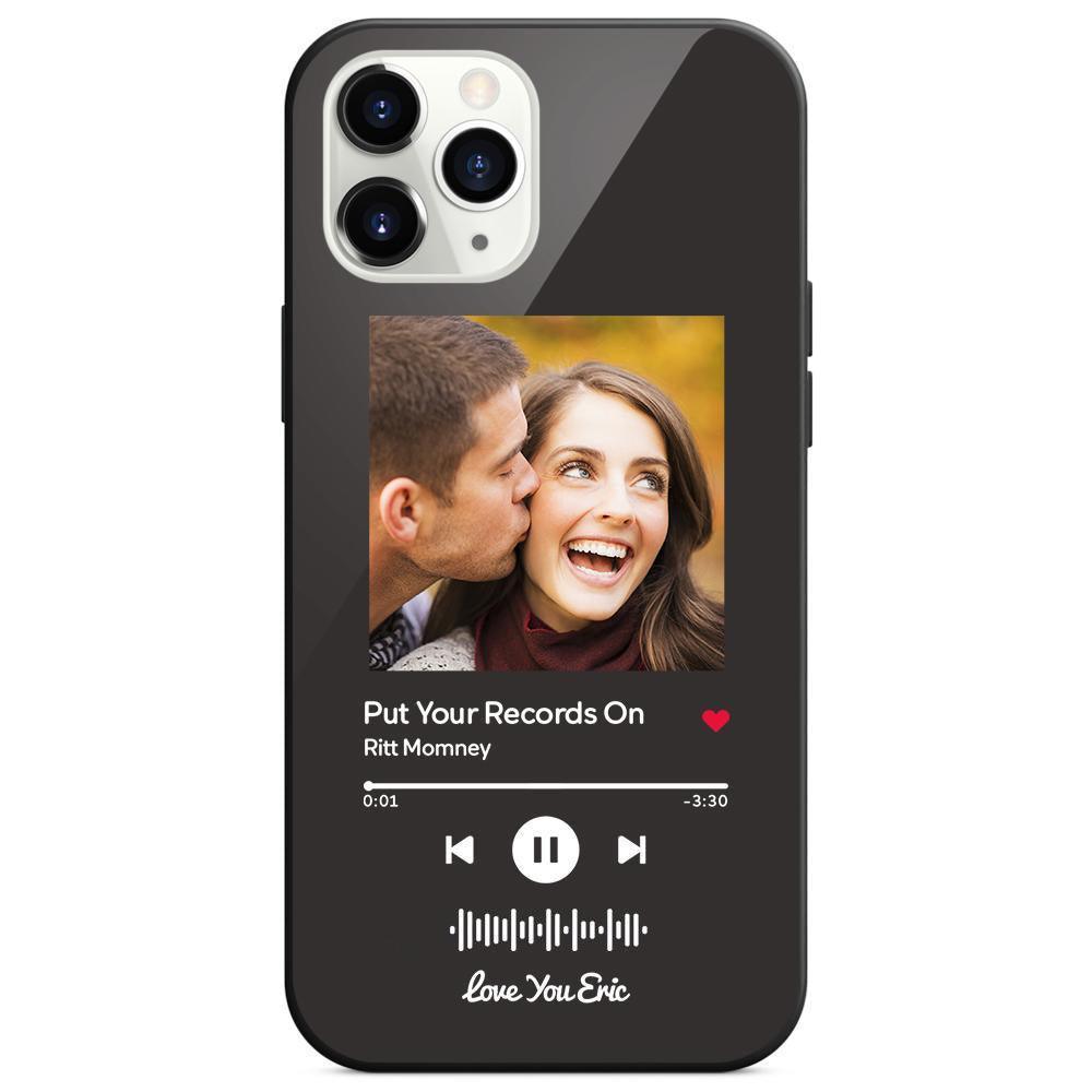 Custom Scannable Music Code Glass iPhone Cases with Picture - GiftUpp