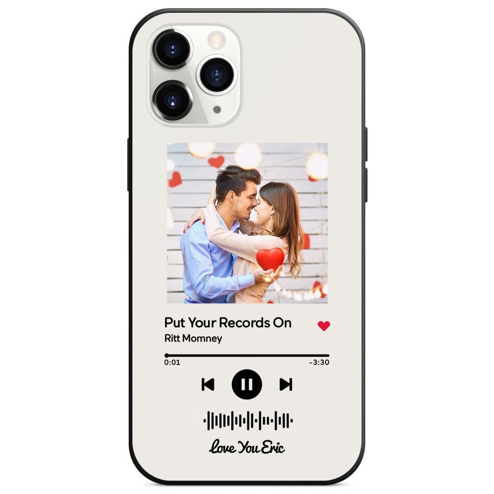 Custom Scannable Music Code Glass iPhone Cases with Picture - GiftUpp