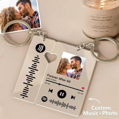 Custom Spotify Keychain With Picture Personalized Scannable Spotify Music Song Code Keychain For Couples Lover Boyfriend Gift - GiftUpp