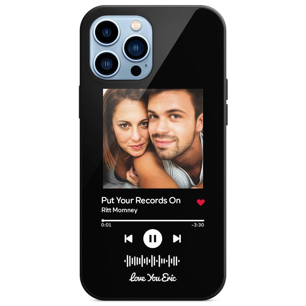 Custom Scannable Music Code Glass iPhone Cases with Picture - GiftUpp