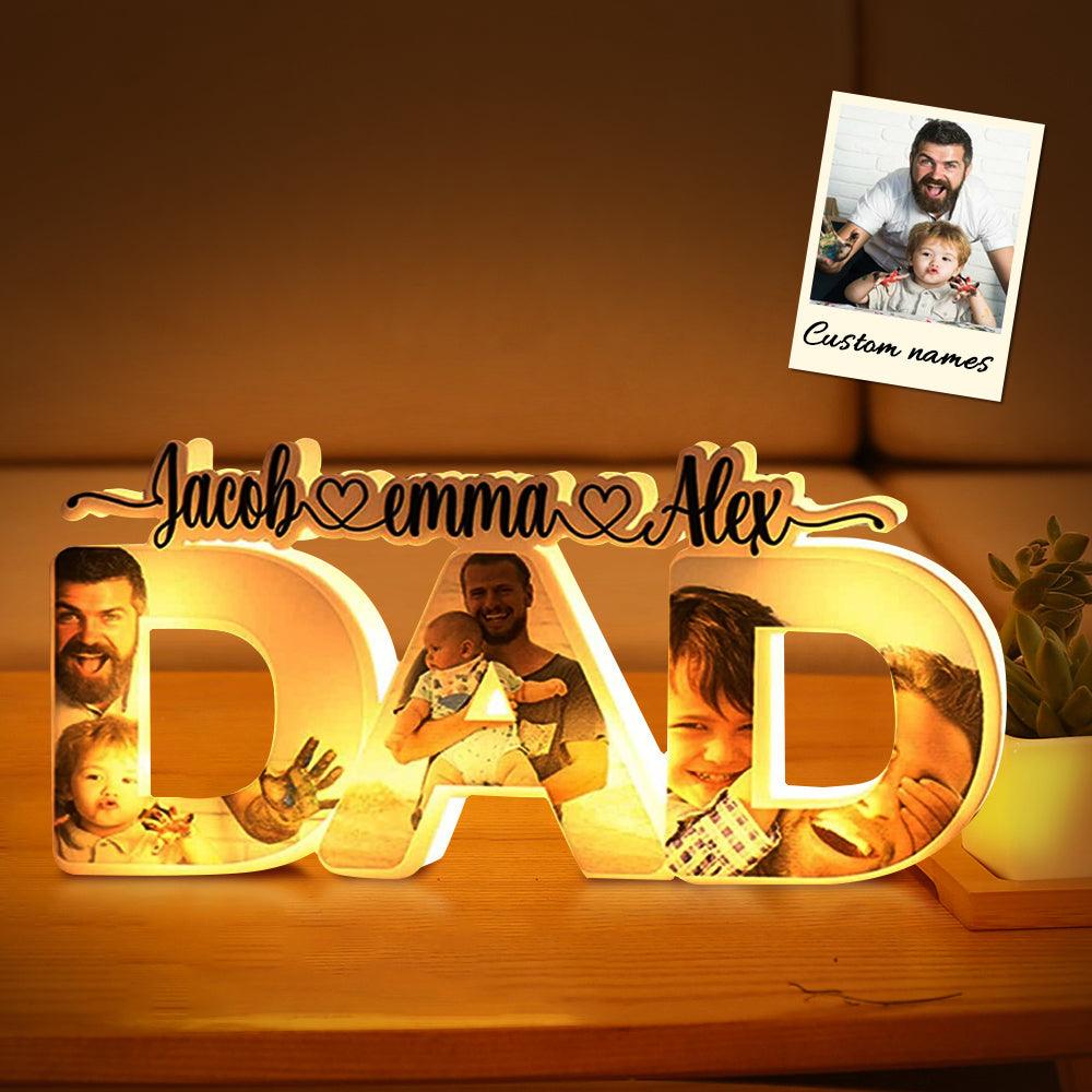 Personalized Father's Day Night Lamp Custom Acrylic Family Photo Dad Night Light with Name - GiftUpp