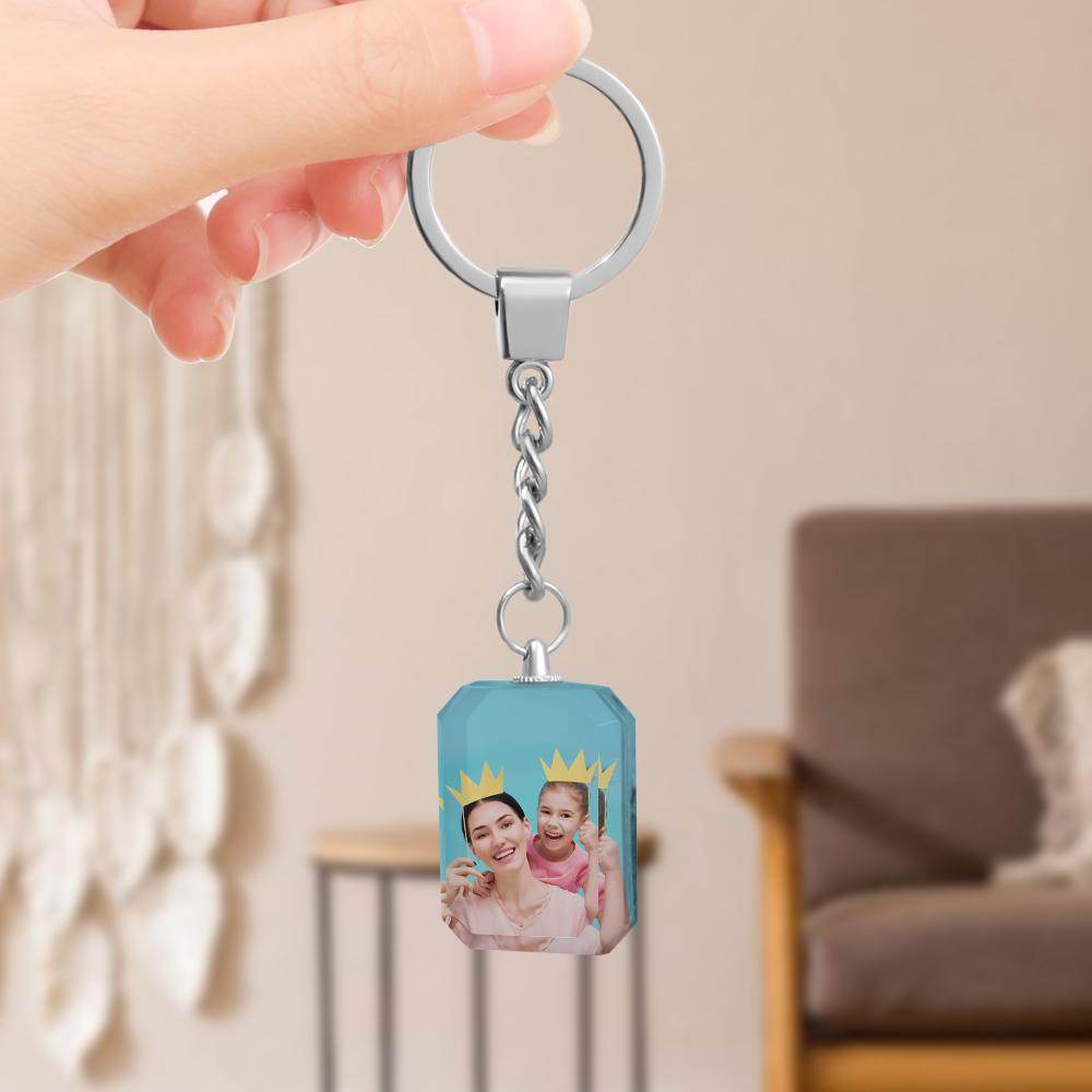 Customized Double Side Crystal Keychain With 2 Photos - GiftUpp