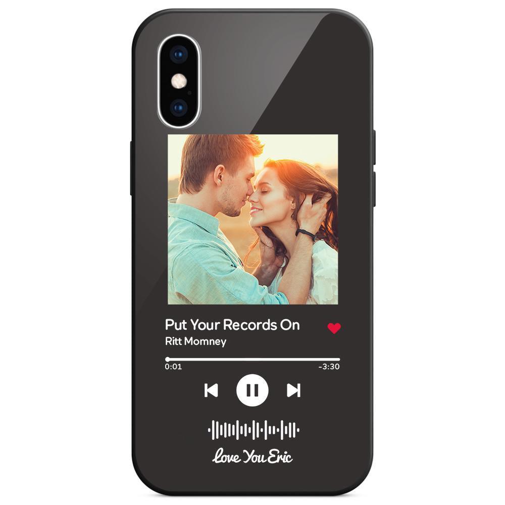 Custom Scannable Music Code Glass iPhone Cases with Picture - GiftUpp