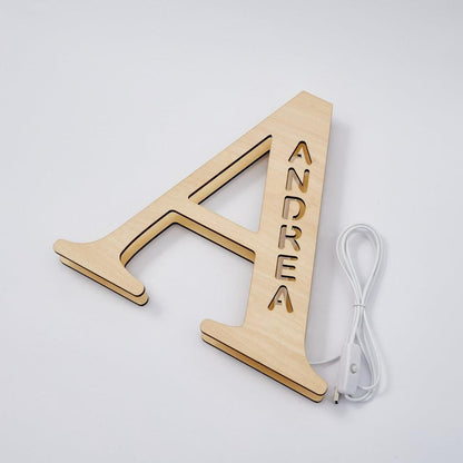 Personalized Name Wooden Letter Night Light 28CM - GiftUpp