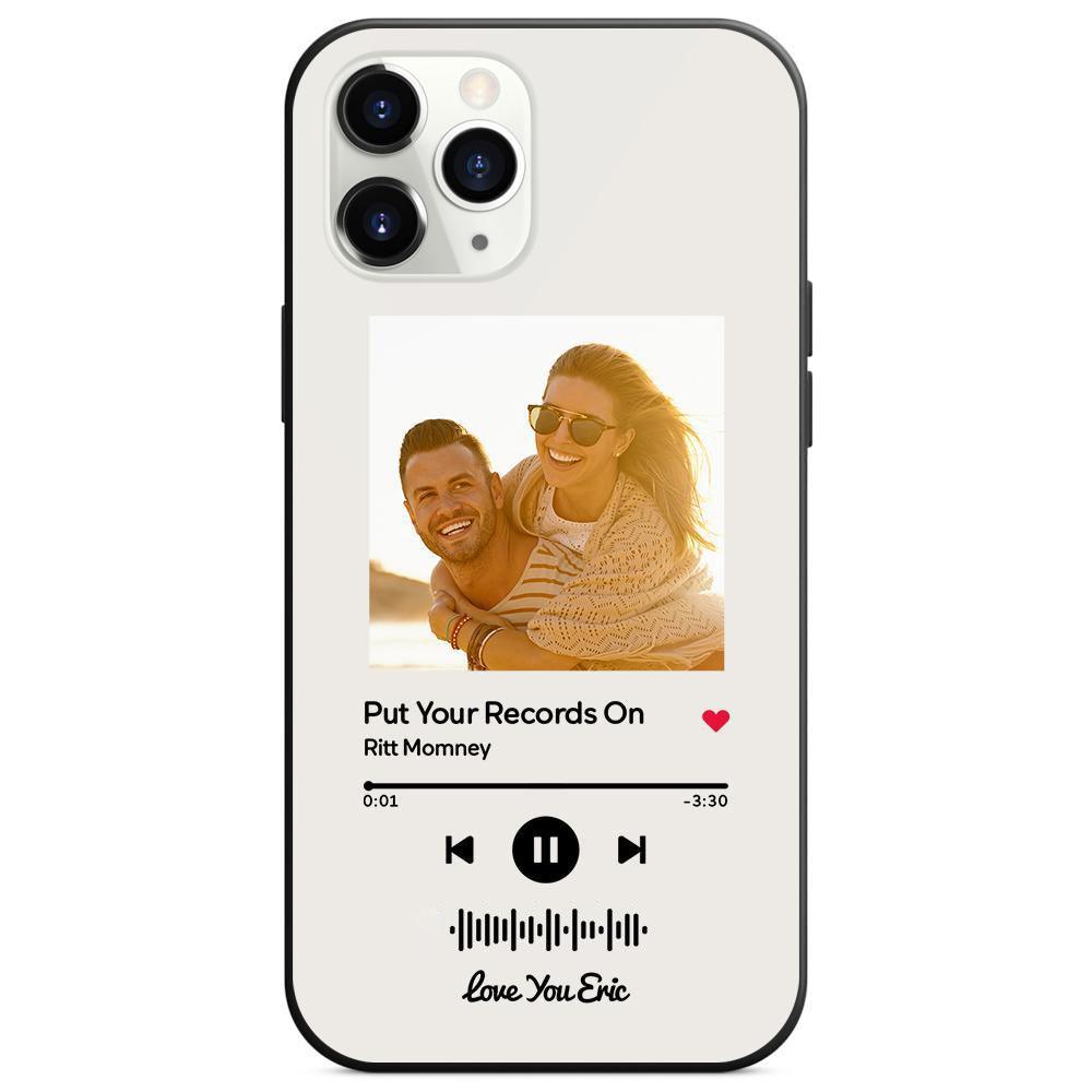 Custom Scannable Music Code Glass iPhone Cases with Picture - GiftUpp