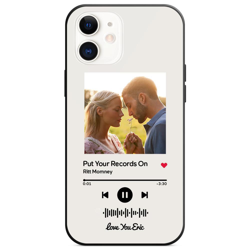 Custom Scannable Music Code Glass iPhone Cases with Picture - GiftUpp