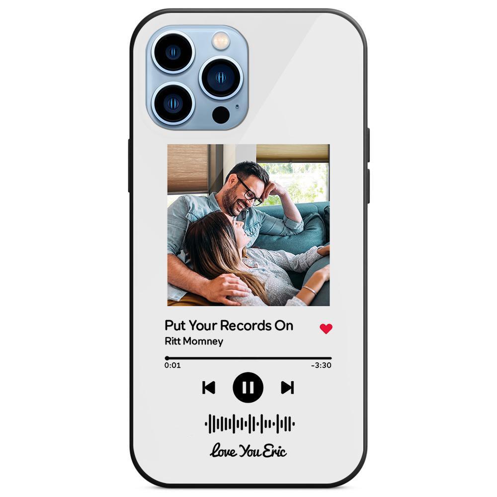 Custom Scannable Music Code Glass iPhone Cases with Picture - GiftUpp