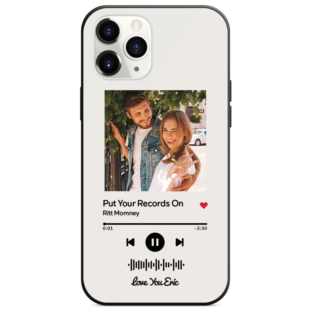 Custom Scannable Music Code Glass iPhone Cases with Picture - GiftUpp