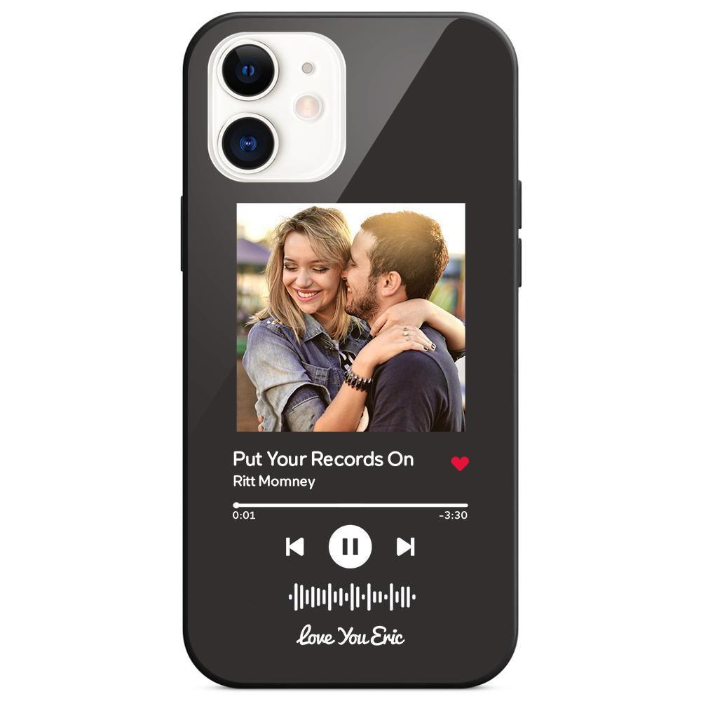 Custom Scannable Music Code Glass iPhone Cases with Picture - GiftUpp