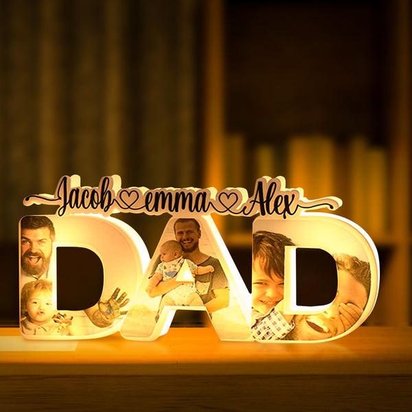 Personalized Father's Day Night Lamp Custom Acrylic Family Photo Dad Night Light with Name - GiftUpp