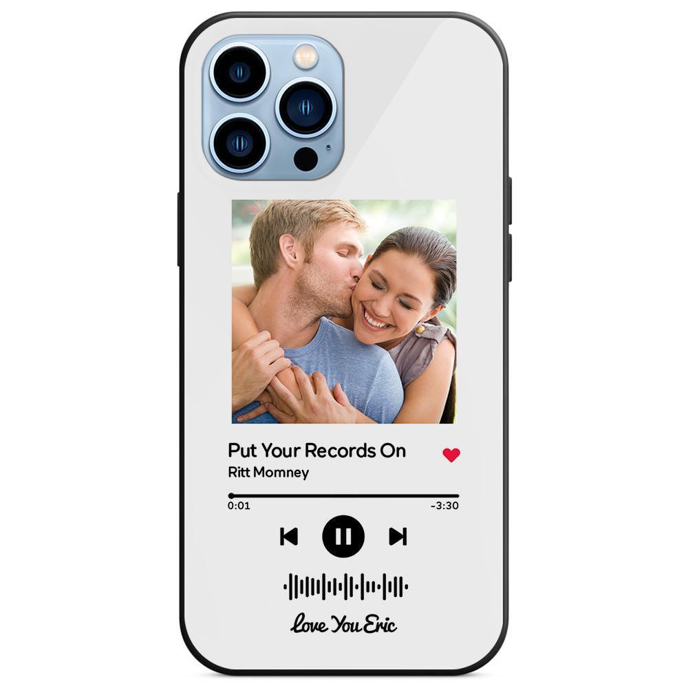 Custom Scannable Music Code Glass iPhone Cases with Picture - GiftUpp