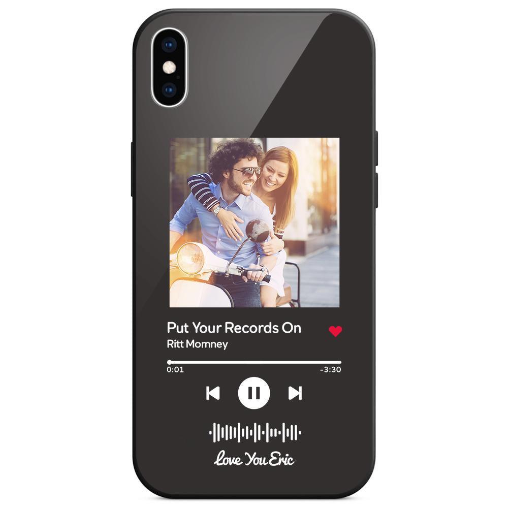 Custom Scannable Music Code Glass iPhone Cases with Picture - GiftUpp