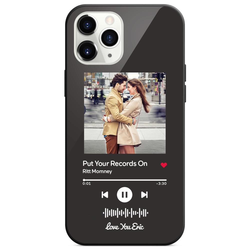 Custom Scannable Music Code Glass iPhone Cases with Picture - GiftUpp