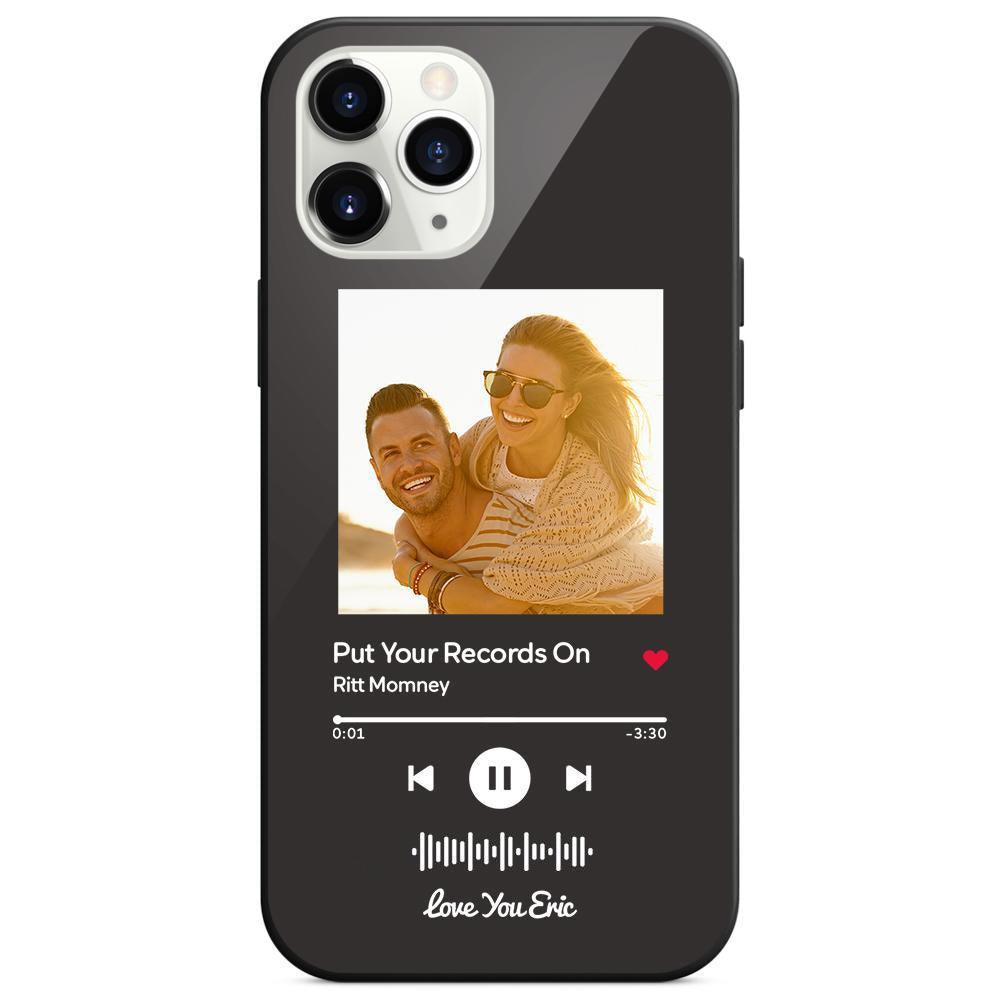 Custom Scannable Music Code Glass iPhone Cases with Picture - GiftUpp