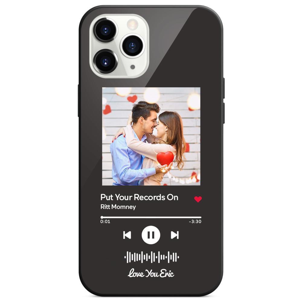 Custom Scannable Music Code Glass iPhone Cases with Picture - GiftUpp