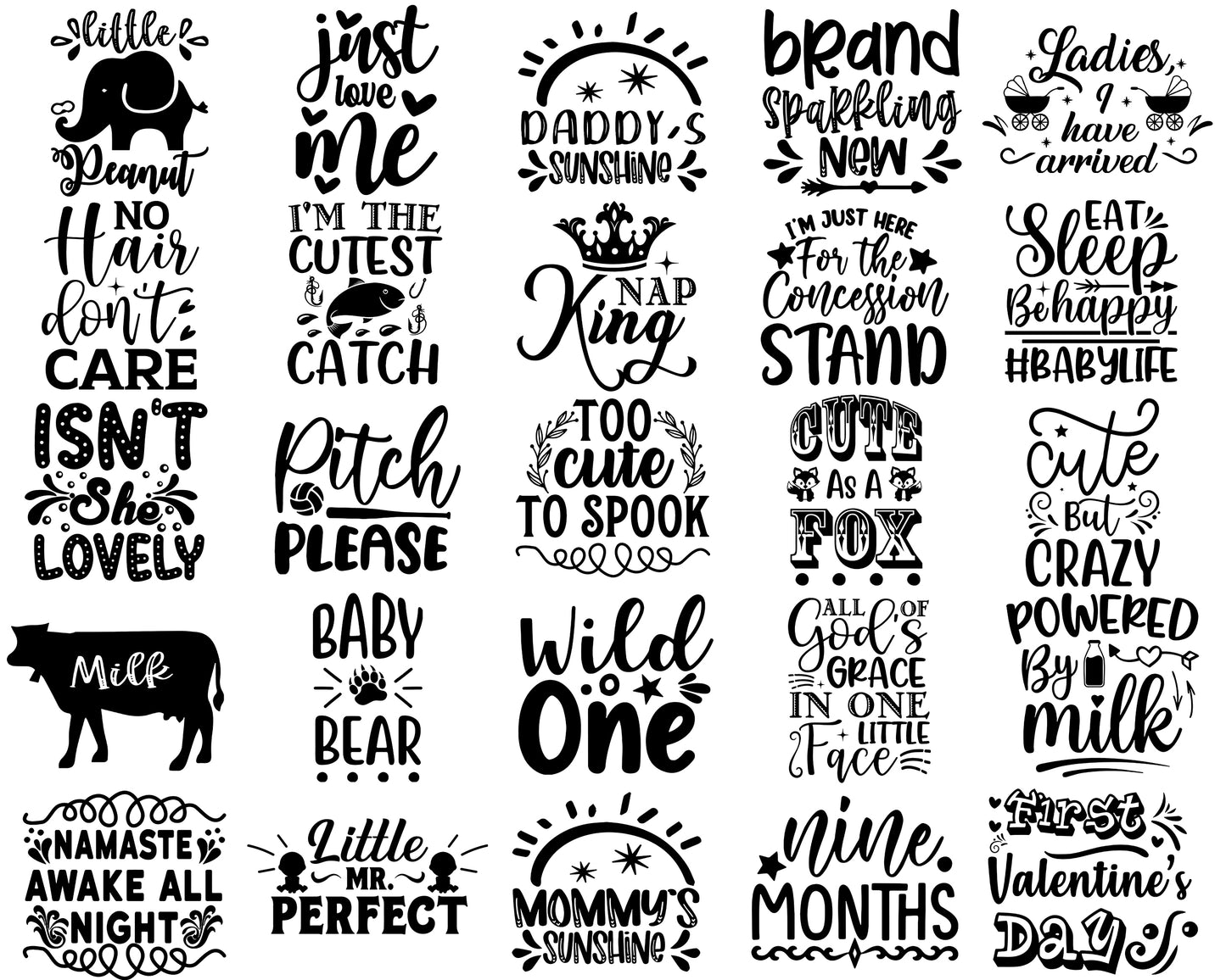 Baby Quotes SVG Bundle|Cute Baby Sayings|Nursery Quotes|Baby Shower Clipart|Cricut & Silhouette Compatible