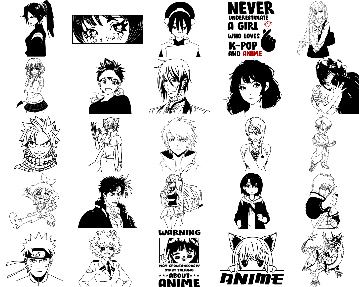 Anime Manga SVG Bundle | Manga Clipart | Anime Doodles | Japanese Art SVG Files | Cricut & Silhouette Compatible