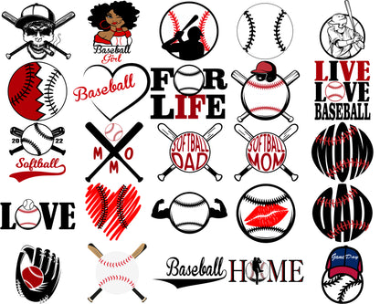 Baseball Stitch SVG Bundle | Baseball Mom SVG | Sports Clipart | Baseball Lover Designs | Cricut & Silhouette Compatible