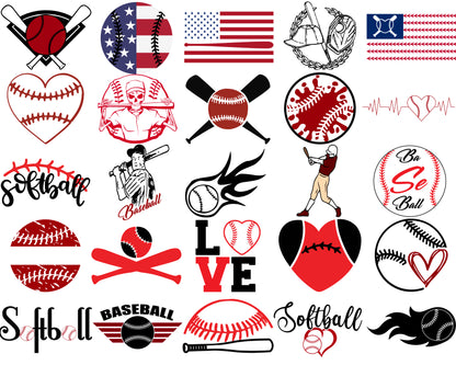 Baseball Stitch SVG Bundle | Baseball Mom SVG | Sports Clipart | Baseball Lover Designs | Cricut & Silhouette Compatible