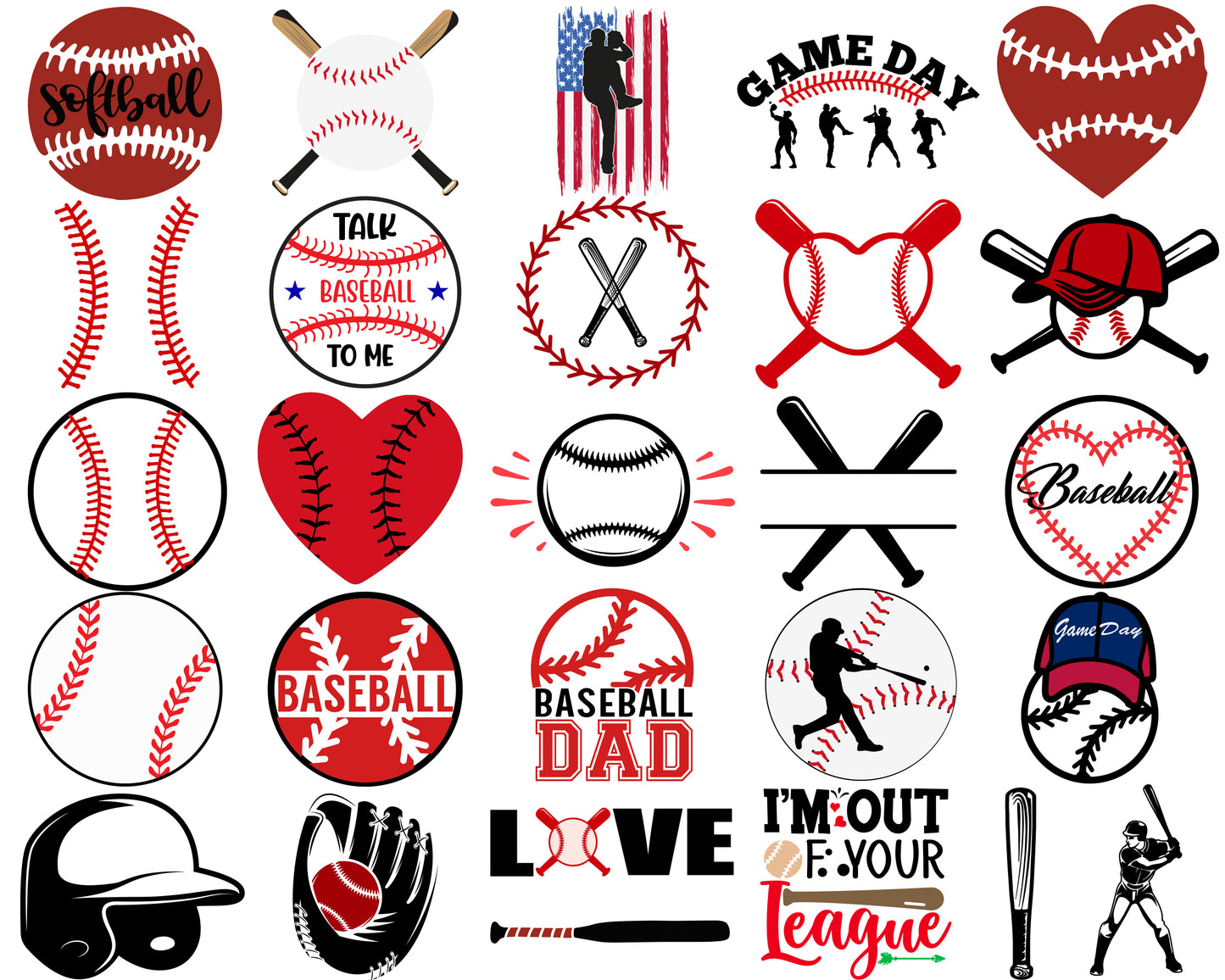 Baseball Stitch SVG Bundle | Baseball Mom SVG | Sports Clipart | Baseball Lover Designs | Cricut & Silhouette Compatible