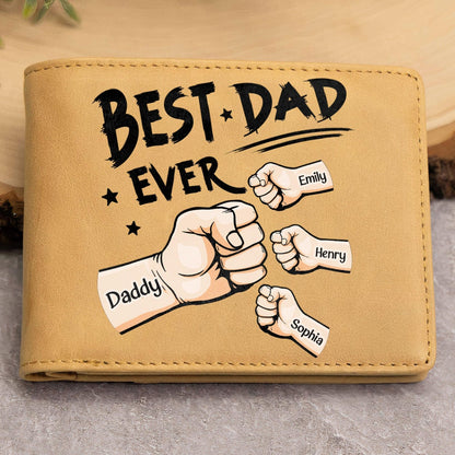 Best Dad Ever New Version - Personalized Leather Wallet - GiftUpp