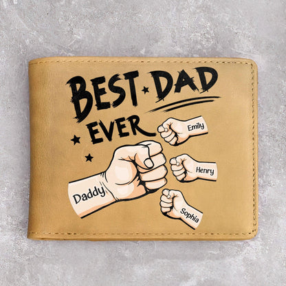 Best Dad Ever New Version - Personalized Leather Wallet - GiftUpp