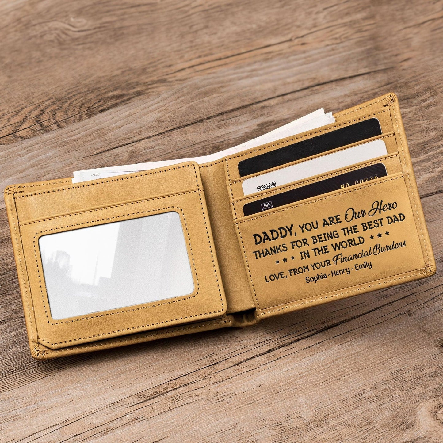 Best Dad Ever New Version - Personalized Leather Wallet - GiftUpp