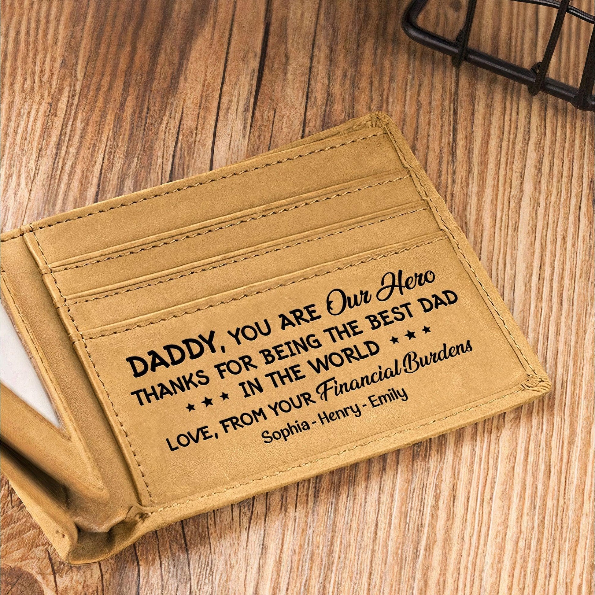 Best Dad Ever New Version - Personalized Leather Wallet - GiftUpp