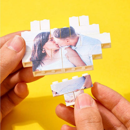 Custom Building Brick Heart Shaped Personalized Photo Block Puzzle - GiftUpp