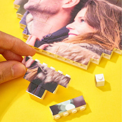 Custom Building Brick Heart Shaped Personalized Photo Block Puzzle - GiftUpp