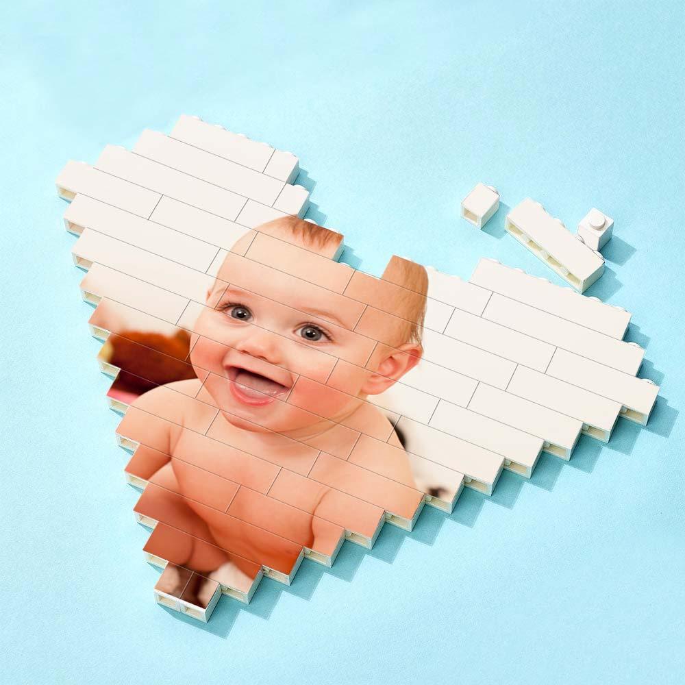 Custom Building Brick Personalized Heart Shaped Photo Block for Children's Day - GiftUpp