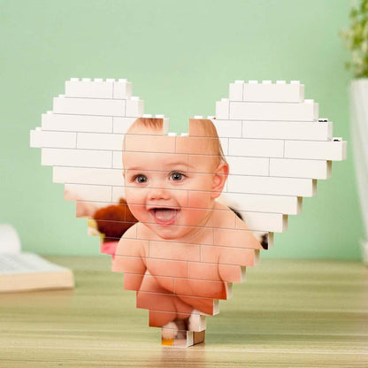 Custom Building Brick Personalized Heart Shaped Photo Block for Children's Day - GiftUpp