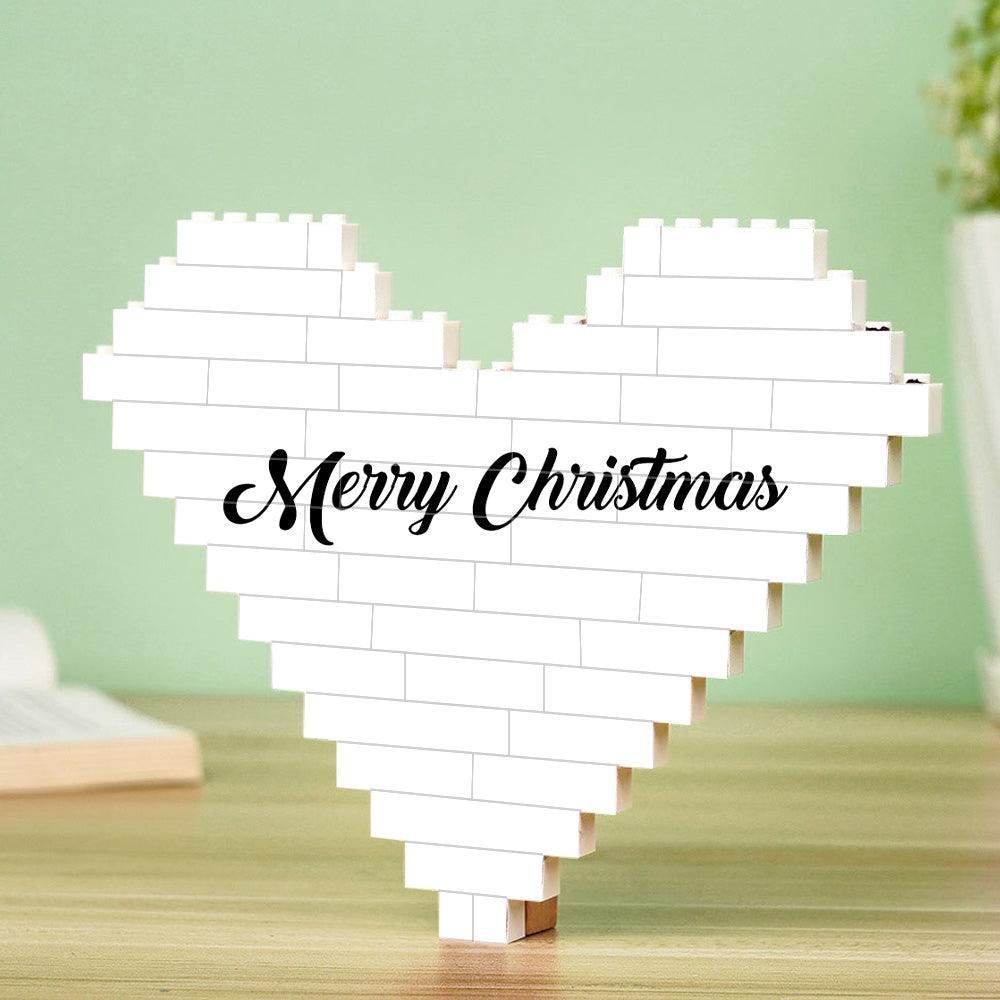 Custom Building Brick Personalized Heart Shaped Photo Block for Christmas - GiftUpp