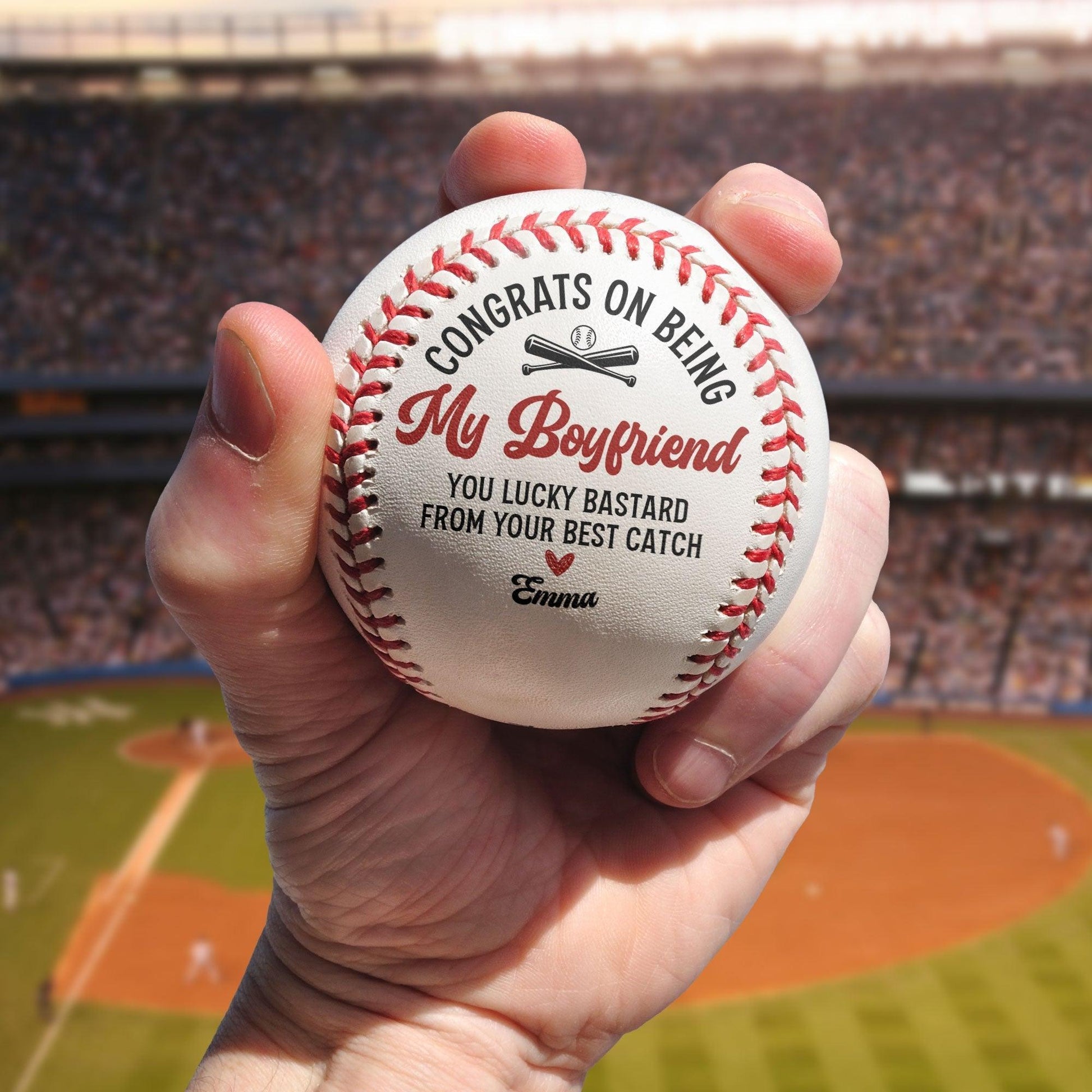 Congrats On Being My Boyfriend From Your Best Catch - Personalized Baseball - GiftUpp