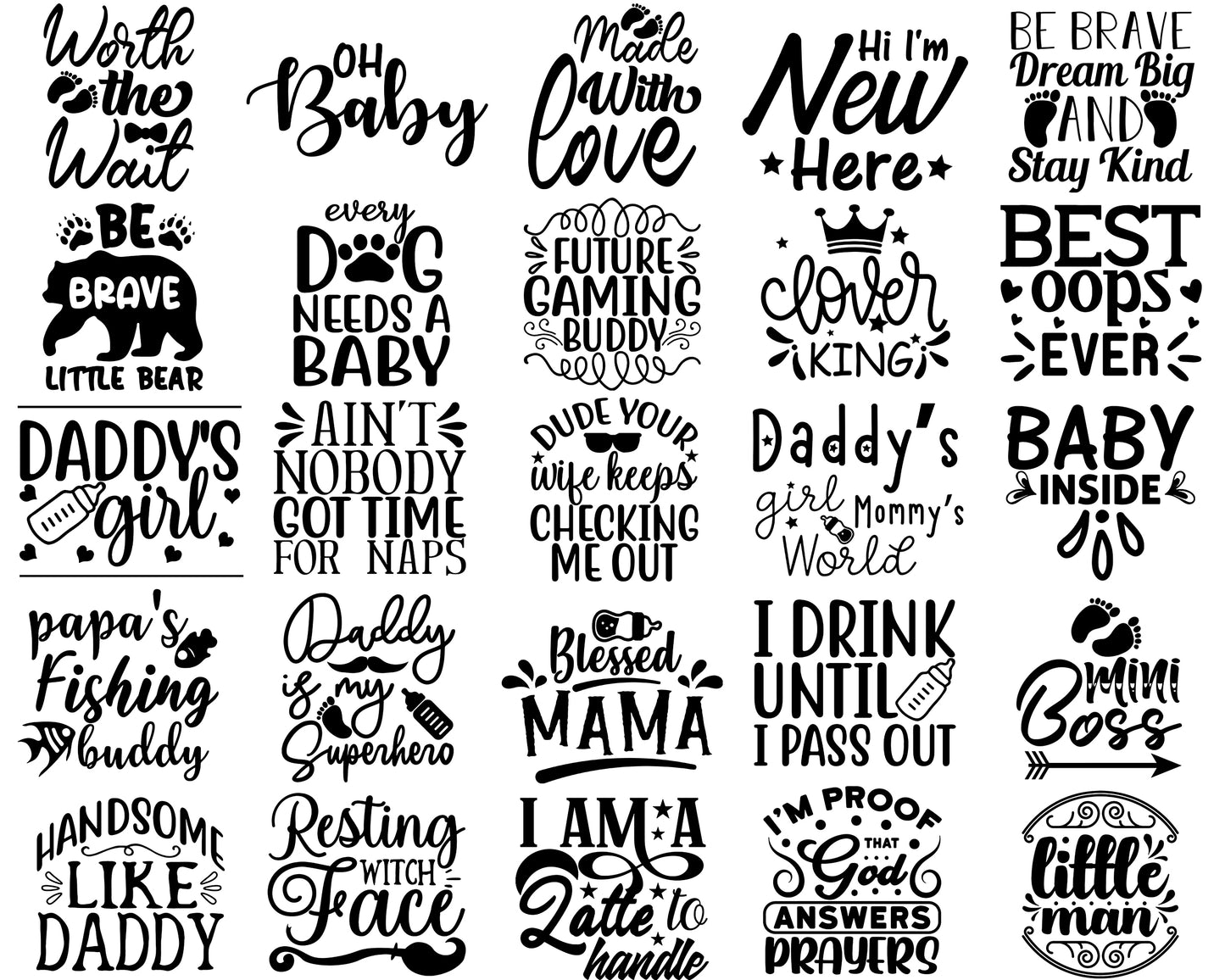 Baby Quotes SVG Bundle|Cute Baby Sayings|Nursery Quotes|Baby Shower Clipart|Cricut & Silhouette Compatible