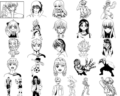 Anime Manga SVG Bundle | Manga Clipart | Anime Doodles | Japanese Art SVG Files | Cricut & Silhouette Compatible