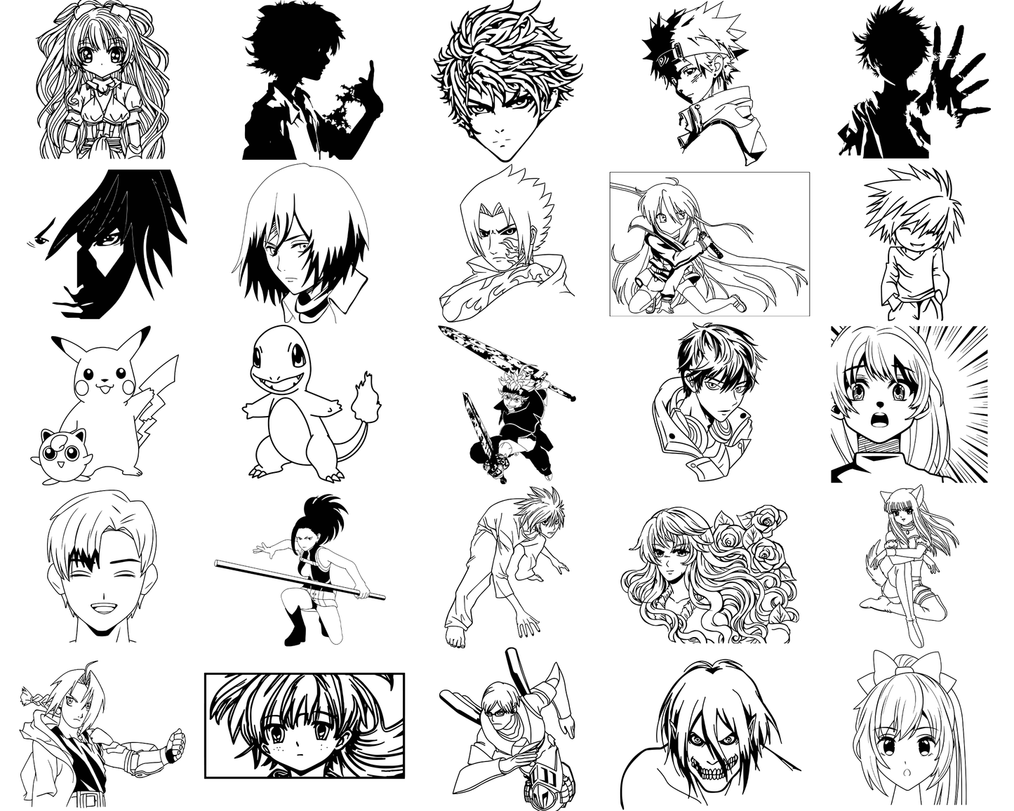 Anime Manga SVG Bundle | Manga Clipart | Anime Doodles | Japanese Art SVG Files | Cricut & Silhouette Compatible