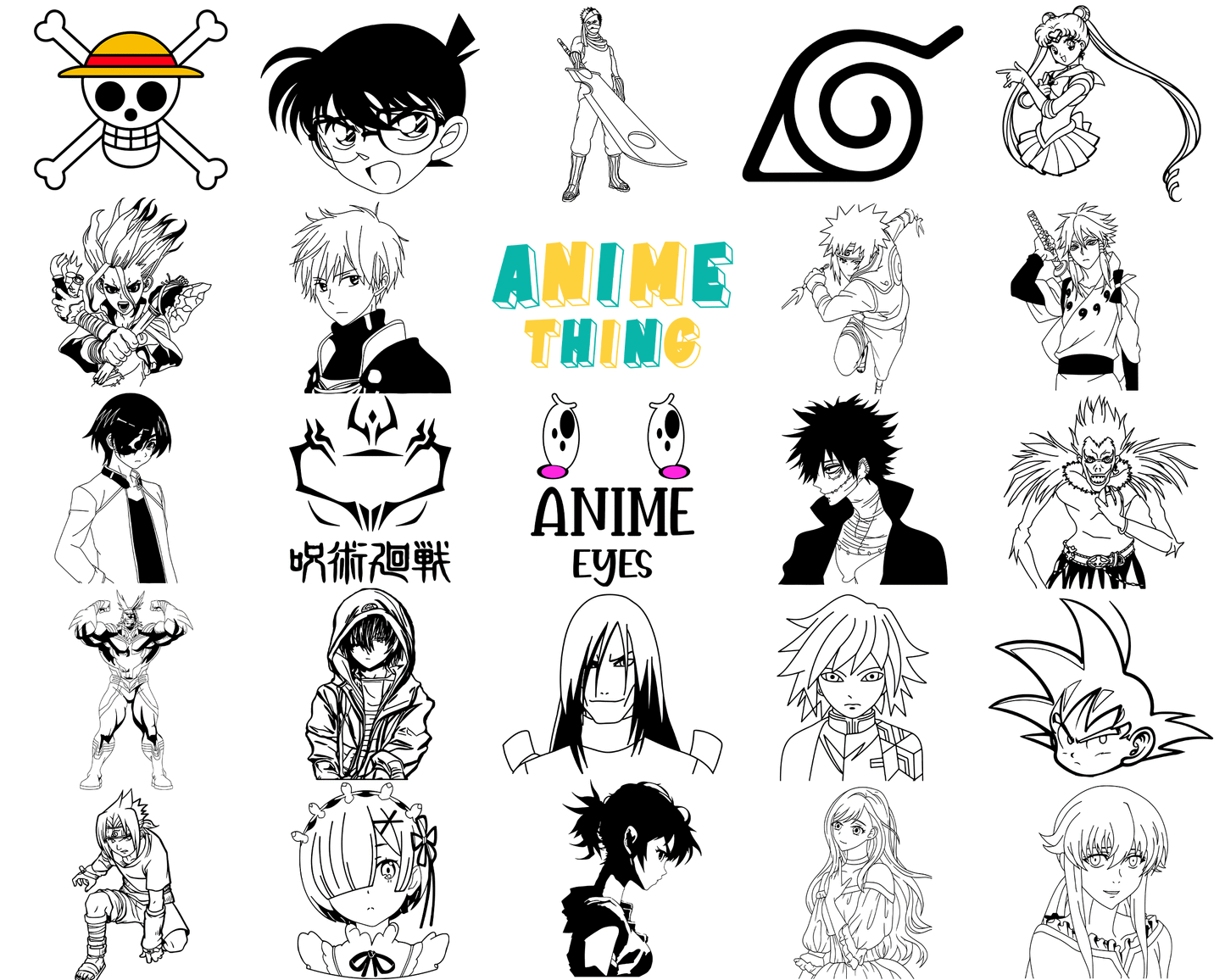 Anime Manga SVG Bundle | Manga Clipart | Anime Doodles | Japanese Art SVG Files | Cricut & Silhouette Compatible