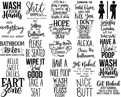 Bathroom Humor SVG Bundle | Funny Bathroom Quotes | Bathroom Sign SVG | Cricut & Silhouette Compatible