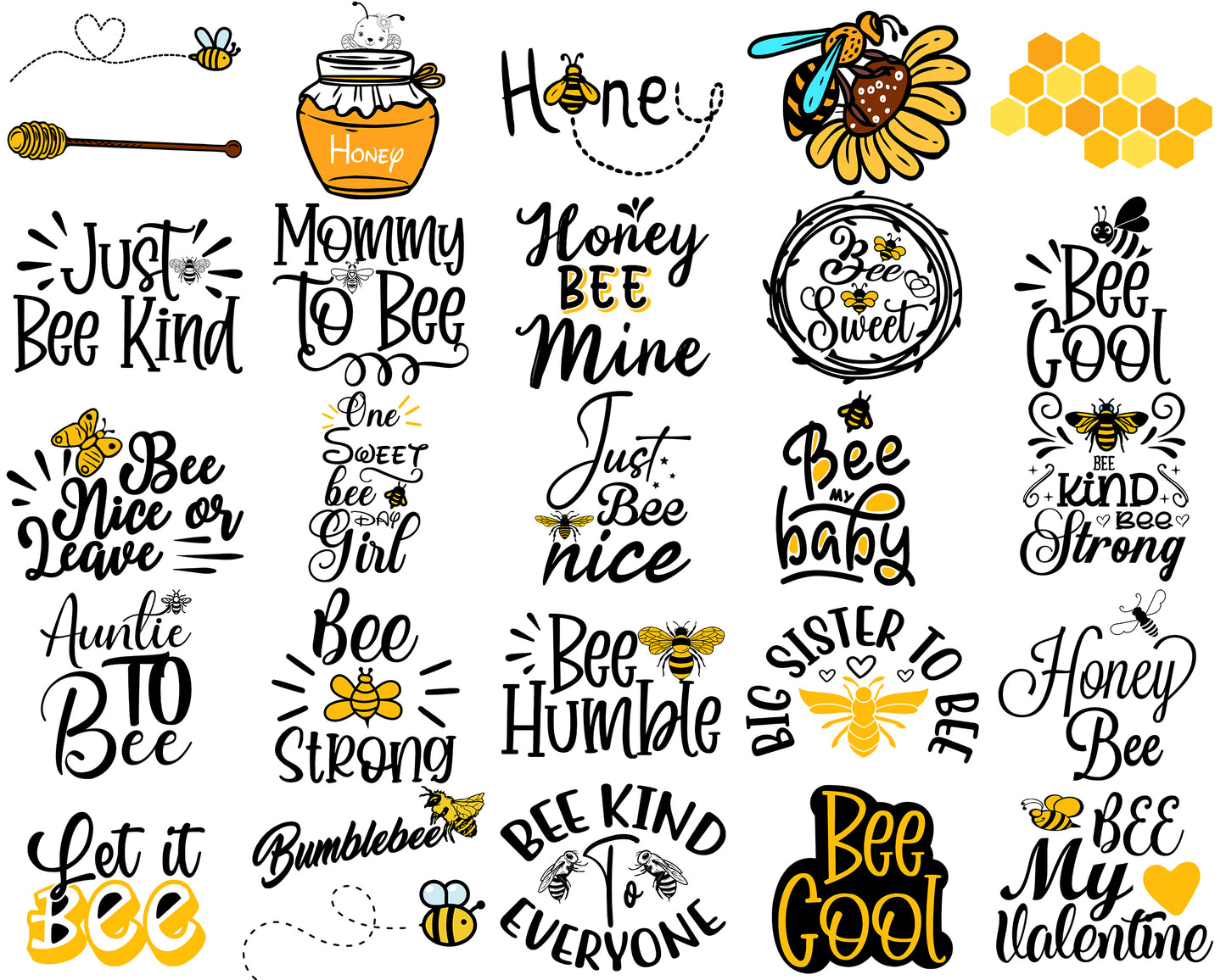 Bee SVG Bundle | Cute Bee Quotes | Bee Clipart | Honeycomb Designs | Cricut & Silhouette Compatible