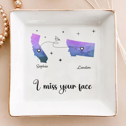 I Miss Your Face - Custom Multiple States - Personalized Jewelry Dish - GiftUpp