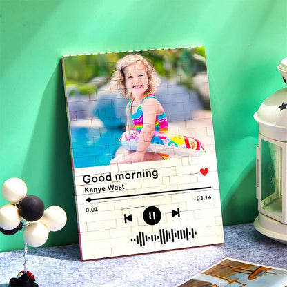 Personalized Building Brick Photo Block with Music Code - GiftUpp