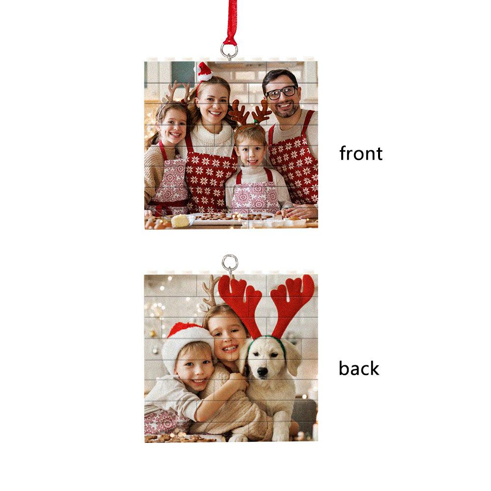 Personalized Building Brick Puzzle Photo Block Christmas Ornament - GiftUpp