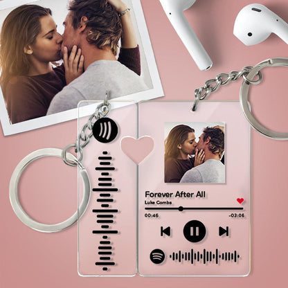 Custom Spotify Keychain With Picture Personalized Scannable Spotify Music Song Code Keychain For Couples Lover Boyfriend Gift - GiftUpp